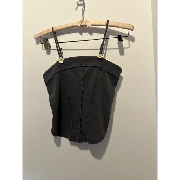 Natural Life Gray Cami Tank Top Small Daisy Strap Boho Festival Y2K Cottagecore - Picture 7 of 8